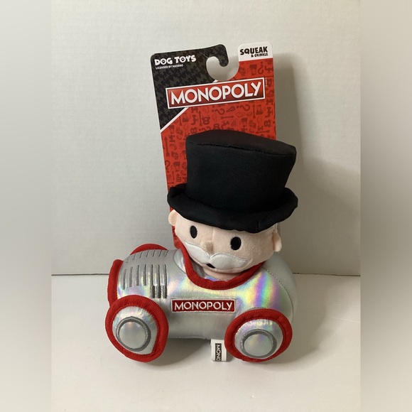 Monopoly 8” Mr. Money In A Silver Car  ~ Squeaky/Crinkle Dog Toy - Picture 1 of 7
